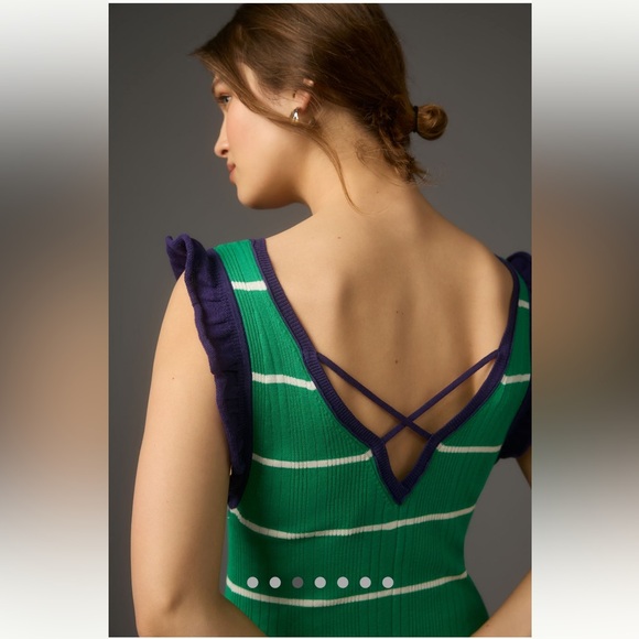 🆕Daily Practice by Anthropologie-Knit Striped Midi Dress, Green Motif, Size 3X - Picture 3 of 14